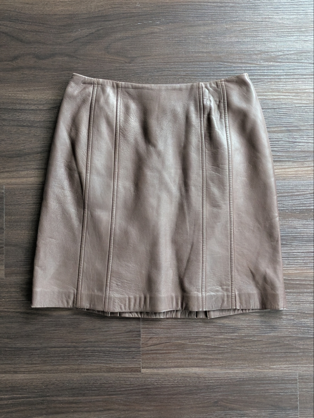 Liz Claiborne 100% Leather Mini Skirt 6 Brown Vintage 90s Minimalist